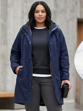 Eddie Bauer WeatherEdge Womens Navy Rain Trench Jacket 3X